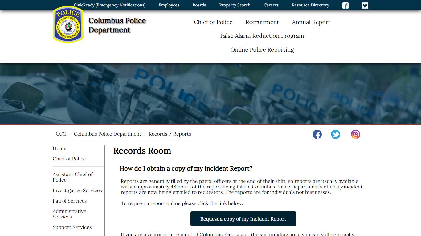 Columbus Police Department > Records / Reports